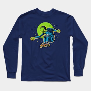 Retro Skateboarding Alien Long Sleeve T-Shirt